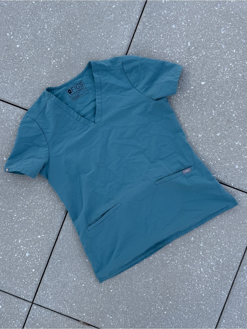 Teal Blue FIGS technical collection scrub top